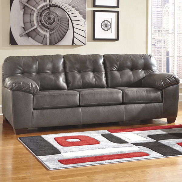 Steelside™ Darya 93'' Faux Leather Pillow Top Arm Sofa with Reversible